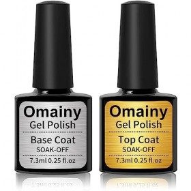 Omainy Base et Top Coat Vernis Semi Permanent, Vernis Semi permanent Primer Ongle Gel uv et Top Coat Semi permanent, Kit Vern