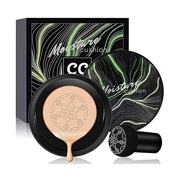 Crème CC Foundation, CC Creme Fondation Liquide, Fond de Teint Longue Durée Mushroom Air Cushion, Air Cushion BB Cream Mushro