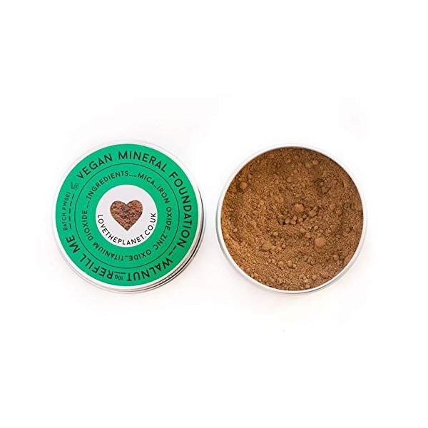 Love the Planet Vegan Mineral Foundation Shade Walnut in Refillable Tin