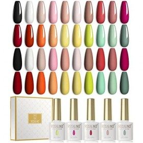 ROSALIND Lot de 20 vernis à ongles gel blanc noir nude blanc - Collection pastel néon - Rose rouge vert jaune marron orange -
