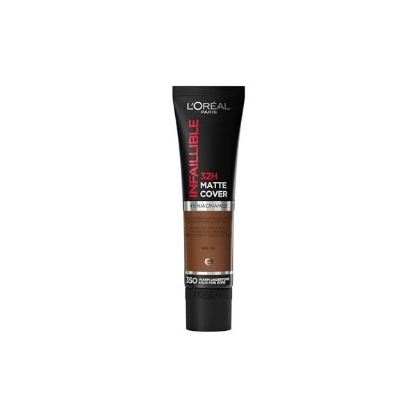 LOréal Paris - Fond de Teint Mat Haute Couvrance Waterproof - Longue Tenue - Léger & Matifiant - SPF 25 - Infaillible 32H Ma