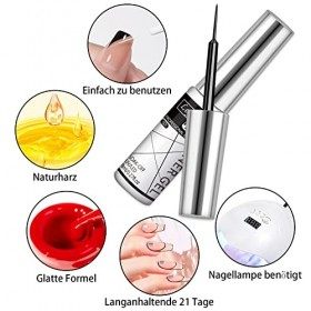 Lofuanna 8ml Nail Art Gel Line Set de Vernis, Pinceau Mince Intégré Line Gel Vernis à Ongles Gel UV LED Soak Off Nail Art Des
