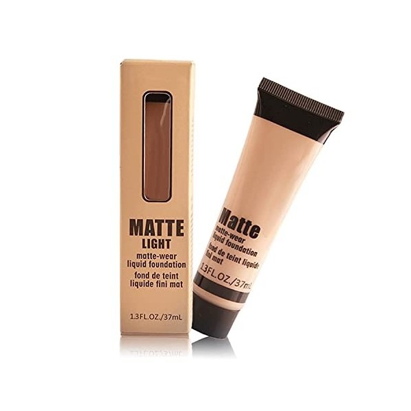 Fond de teint liquide pour le visage de base de maquillage lisse, crème solaire anti-cernes Matte Wear, fond de teint à couve