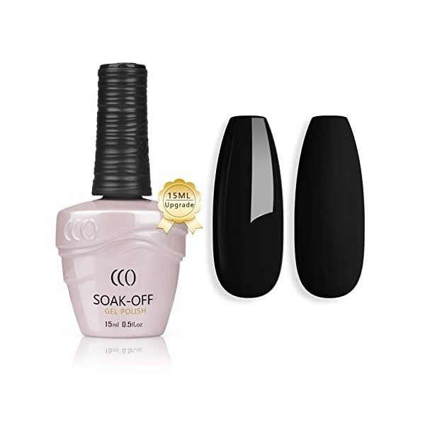CCO Hema Free Vernis à ongles gel noir | 15 ml, séchage sous lampe LED/UV | Nail Art et manucure | Longue durée, résistant au
