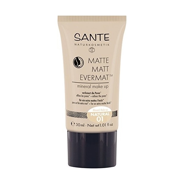 SANTE Naturkosmetik - Fonde de teint minéral, effet mat, végan, 30 ml