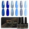 Shining She Vernis Semi Permanent Paillettes, 6 Couleurs Paillettes Blanc Argenté Noir Or Rose Vernis à Ongles Gel Soak Off U