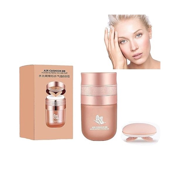 Butterfly Air Cushion Powder Puff BB Cream, Butterfly Cushion BB Cream, Moisturizing Concealer Makeup Base Primer BB Liquid F