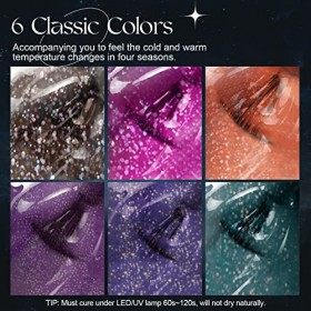 ROSALIND Vernis à ongles Set thermique brillant, 6 Couleurs Mini Vernis température Thermique Changeante t de couleur Vernis 