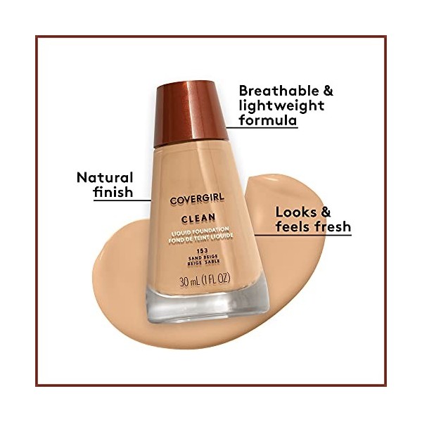 CoverGirl Clean Liquid Makeup, Classic Tan W 160, 1.0 Ounce Bottle by CoverGirl