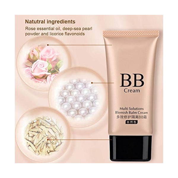 3 Couleurs BB Crème Base de Maquillage Lisse Fond de Teint Liquide pour le Visage, Correcteur Blanchissant Hydratant Contrôle