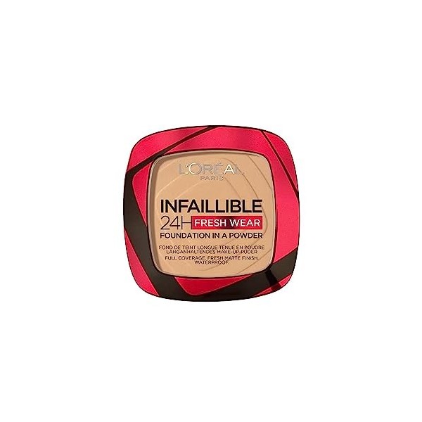 LOréal Paris - Fond de Teint Poudre Longue Tenue - Waterproof - Infaillible 24H Fresh Wear, Teinte : Sable Doré 200 , 53 g