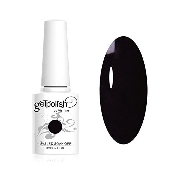 Vishine Vernis à ongles Semi-permanent Soak Off UV LED Gel Polish Nail Gel Manucure Noir 687 