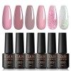 ROSALIND Vernis Semi Permanent Paillette，6 Couleurs Mini Vernis à Ongles Gels Semi-permanents UV LED Soak Off Gel Nail Polish