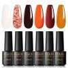 ROSALIND Vernis Semi Permanent Paillette，6 Couleurs Mini Vernis à Ongles Gels Semi-permanents UV LED Soak Off Gel Nail Polish