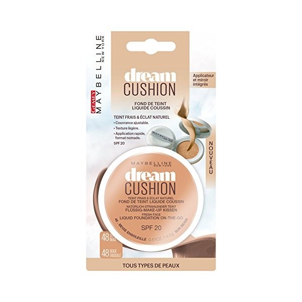 Maybelline New York Dream cushion Fond de teint liquide coussin 48 beige ensoleillé 14,6 g