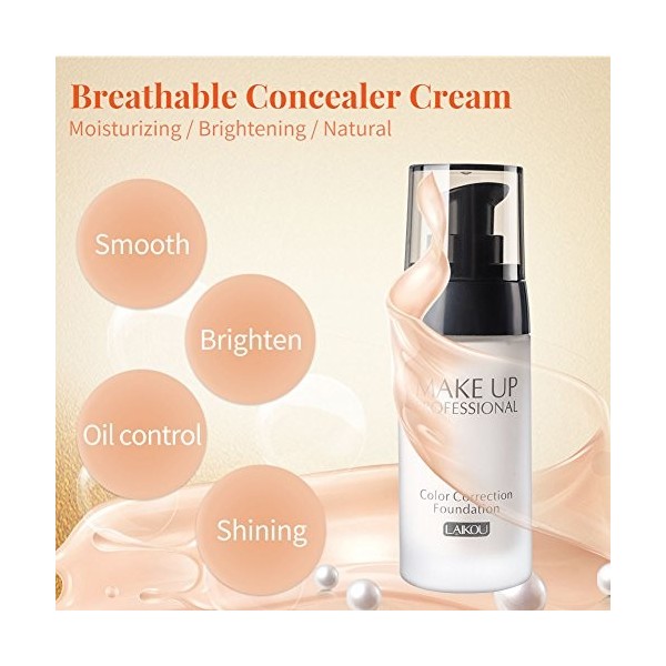 Maquillage anti-cernes, fond de teint liquide avec fond de teint doux 3 couleurs, crème de protection solaire anti-cernes Mat