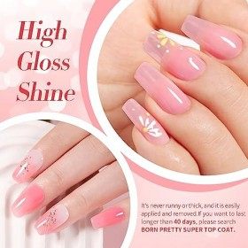 BORN PRETTY Vernis Semi Permanent Transparent Rose, 10ml 6 Couleurs Naturel Nude Cristal Rose Gelée Vernis à Ongles Gels Semi