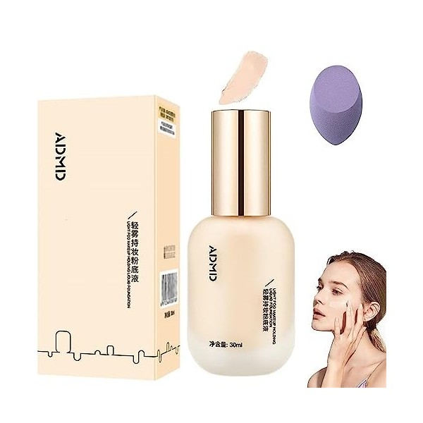 Admd Foundation,Admd Hydrating Waterproof and Light Long Lasting Foundation,Light and Long-Lasting Coverage for All Skin Type