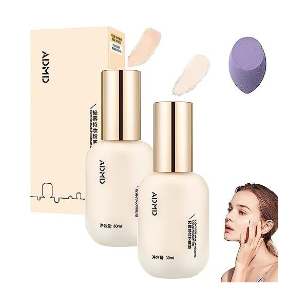 Admd Foundation,Admd Hydrating Waterproof and Light Long Lasting Foundation,Light and Long-Lasting Coverage for All Skin Type