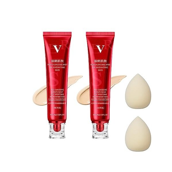 New Fv Red Ginseng and Birds Nest Peptide Skin Nourishing Foundation, Red Ginseng Liquid Foundation, Fv Foundation Waterproo