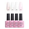 AIMEILI 4 Couleurs 10ml Vernis Gel Semi Permanent Naturel Nude Blanc Laiteux Rose, Lot Vernis à Ongles Gel UV LED Nail Polish