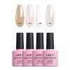 AIMEILI 4 Couleurs 10ml Vernis Gel Semi Permanent Naturel Nude Blanc Laiteux Rose, Lot Vernis à Ongles Gel UV LED Nail Polish