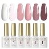 ROSALIND Lot Vernis Semi Permanent Blanc Rose Clair Rose Couleur dAvoine 6 Couleurs Vernis à Ongles Gel Semi-permanents UV L