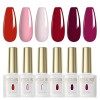 ROSALIND Lot Vernis Semi Permanent Blanc Rose Clair Rose Couleur dAvoine 6 Couleurs Vernis à Ongles Gel Semi-permanents UV L