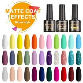 TORMAY Vernis Semi Permanent 36 Pcs 33 Couleurs + 3 Base et Top Coat , Lot UV LED Vernis à Ongles Gels Semi-permanents Soak 