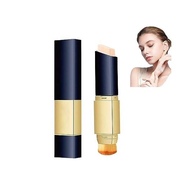 Dual Action Full Coverage Foundation Stick, 2-in-1 Color Changing Concealer Stick with Brush, Concealer Full Coverage Pore, F