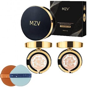 MZV Air Cushion BB Cream Waterproof Foundation, Water Bead Tricolor Latte Concealer Cushion, Long-lasting Moisturizing Air Cu