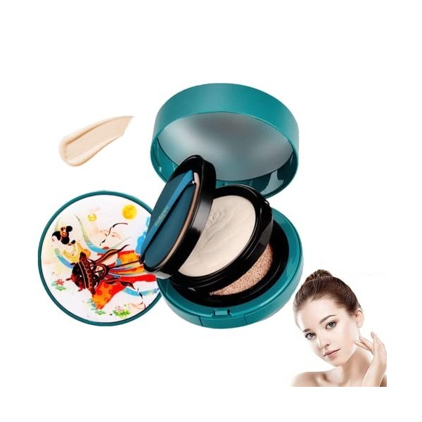 Red Ginseng Cubilose Moisturizing Air Cushion,2-in-1 Design Air Cushion and Pressed Powder,Oil Control Concealer Dry and Wet 