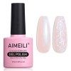 AIMEILI Vernis à Ongles Brillant Perle Gel, Nacré avec Fil Shell Glitter Gel Vernis Semi Permanent Soak Off UV LED Gel Nail P