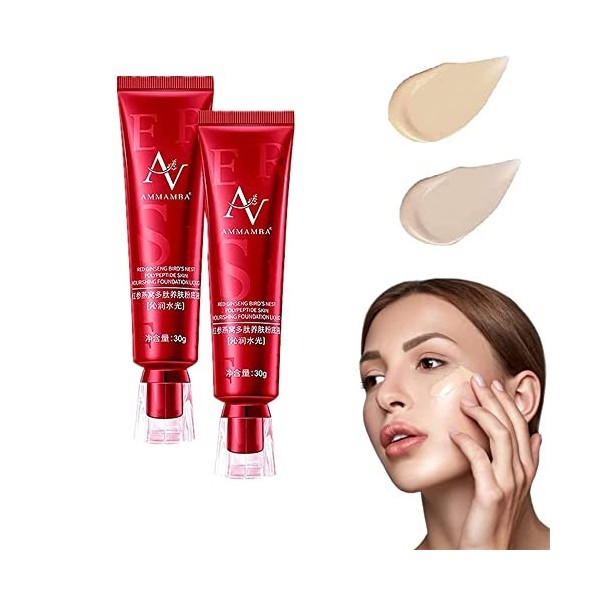 Red Ginseng Birds Nest Concealer Liquid Foundation,Foundation for Mature Skin Full Coverage Concealer Long Lasting,for Oily 