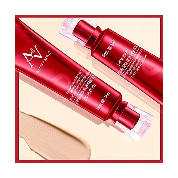 Red Ginseng Birds Nest Concealer Liquid Foundation,Foundation for Mature Skin Full Coverage Concealer Long Lasting,for Oily 