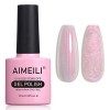 AIMEILI Vernis à Ongles Brillant Perle Gel, Nacré avec Fil Shell Glitter Gel Vernis Semi Permanent Soak Off UV LED Gel Nail P