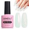 AIMEILI Vernis à Ongles Brillant Perle Gel, Nacré avec Fil Shell Glitter Gel Vernis Semi Permanent Soak Off UV LED Gel Nail P