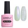 AIMEILI Vernis à Ongles Brillant Perle Gel, Nacré avec Fil Shell Glitter Gel Vernis Semi Permanent Soak Off UV LED Gel Nail P