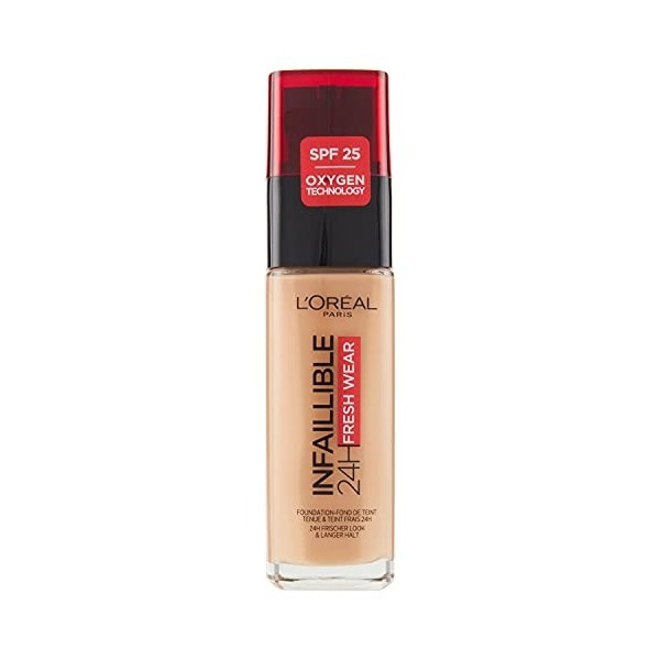 LOréal Paris Infalible 24H Fresh Wear Base De Maquillaje Larga Duración Con Cobertura Modulable. Tono 300 Ambre Pieles Medias