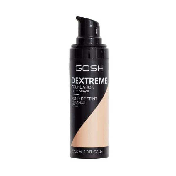 GOSH Fond de teint Dextreme Full Coverage 30 ml I Maquillage liquide hydratant pour un teint impeccable I Maquillage vegan à 
