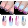 Vishine Vernis Gels Semi-Permanents, Lot de 4 Couleurs Pailleté Or Argent Rouge Noir Collection Nail Art Vernis à Ongles UV L