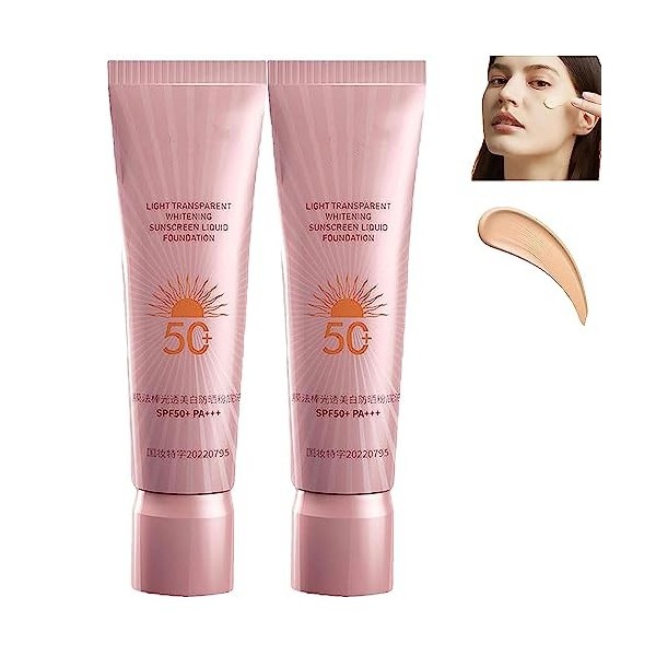 3 in 1 Whitening Sunscreen Foundation,Korean Whitening Sunscreen Foundation,Sunscreen Concealer,Waterproof Foundation Makeup 