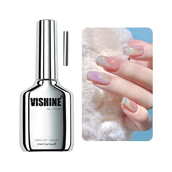 Vishine 16ml Matte Top Coat Vernis à Ongles Semi-permanent Effect Matte, Vernis Gel Soak Off UV LED pour Nail Art Manicure 00