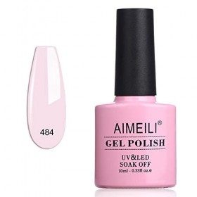 AIMEILI Vernis à Ongles Gel Naturel Transparent Nude Rose, Vernis Semi Permanent Gelée de Cristal Gel Soak Off UV LED Manucur