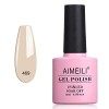 AIMEILI Vernis à Ongles Gel Naturel Transparent Nude Rose, Vernis Semi Permanent Gelée de Cristal Gel Soak Off UV LED Manucur