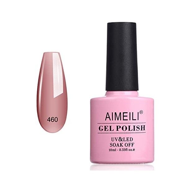 AIMEILI Vernis à Ongles Gel Naturel Transparent Nude Rose, Vernis Semi Permanent Gelée de Cristal Gel Soak Off UV LED Manucur