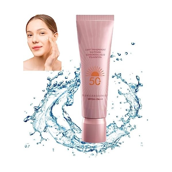 Korean Whitening Sunscreen Foundation, 3 in 1 Whitening Sunscreen Foundation, Spf50+ Sunscreen Cream, Korean Full Coverage Li