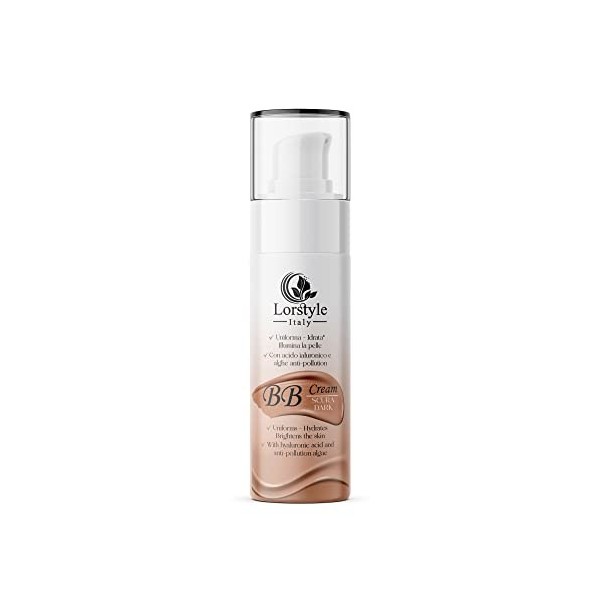 Lorstyle BB Crème 3 en 1 - Crème hydratante visage teinte - à lAcide Hyaluronique et aux Algues Antipollution - Effet Unifor