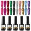 ROSALIND Vernis Semi Permanent,Paillettes Rose Vernis à Ongles Noir Vernis Gel UV 7ML 10 Couleurs Ongle Gel Nail Polish Verni