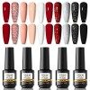 ROSALIND Vernis Semi Permanent,Paillettes Rose Vernis à Ongles Noir Vernis Gel UV 7ML 10 Couleurs Ongle Gel Nail Polish Verni